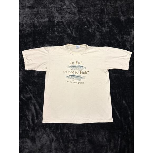 Vintage 90s “To Fish Or Not To Fish What A Stupid Question” Shirt - Men's Large - Picture 1 of 9